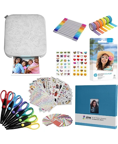 Hp Sprocket 3x4 Portable Printer - Instant Photo Printer, Album, Zink Paper and Scissors Bundle