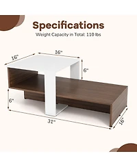 Slickblue Modern 2-Tier Coffee Table with Geometric Design and Storage Shelves