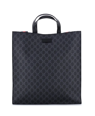 Pre-Owned Gucci Tall Convertible Soft Open Tote Gg Coated Canvas