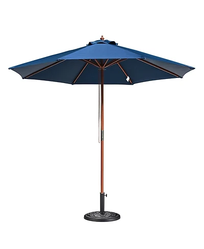 Yescom 9 Feet Solid Wood Patio Umbrella with Retro Base Pulley Lift for Resort Outdoor Event Decor Rental Wedding Party