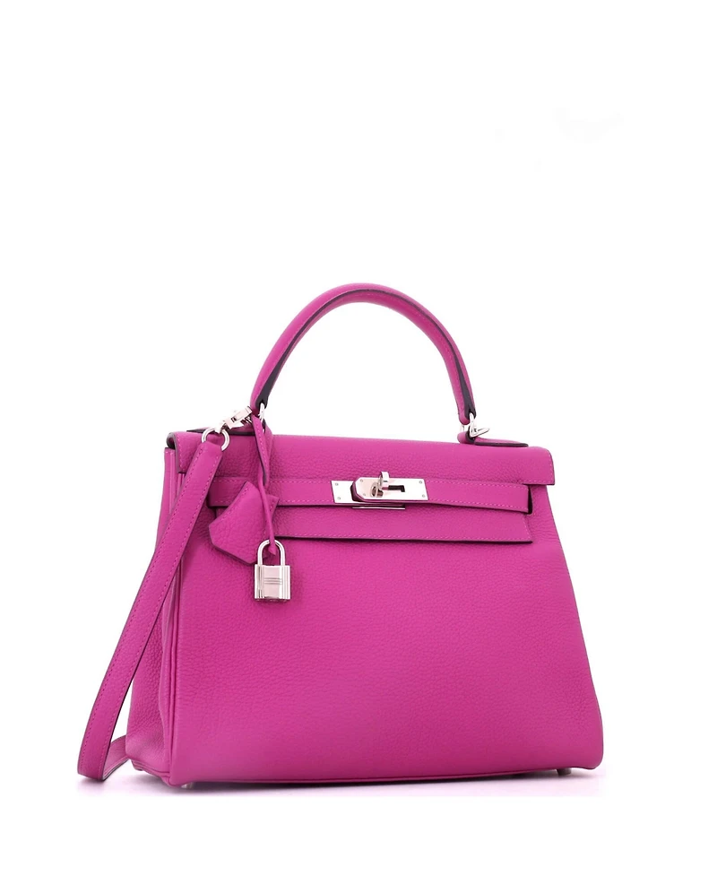 Pre-Owned HERMES Kelly 28 Handbag Pink Togo with Palladium Hardware