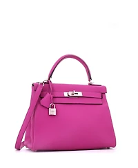 Pre-Owned HERMES Kelly 28 Handbag Pink Togo with Palladium Hardware