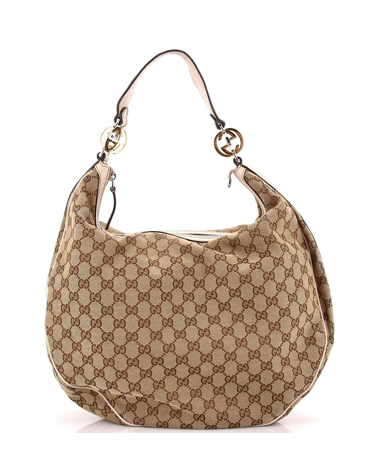 Pre-Owned Gucci Large Twins Hobo Gg Canvas