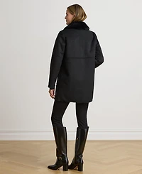 Lauren Ralph Women's Shearling Coat with Fur Collar