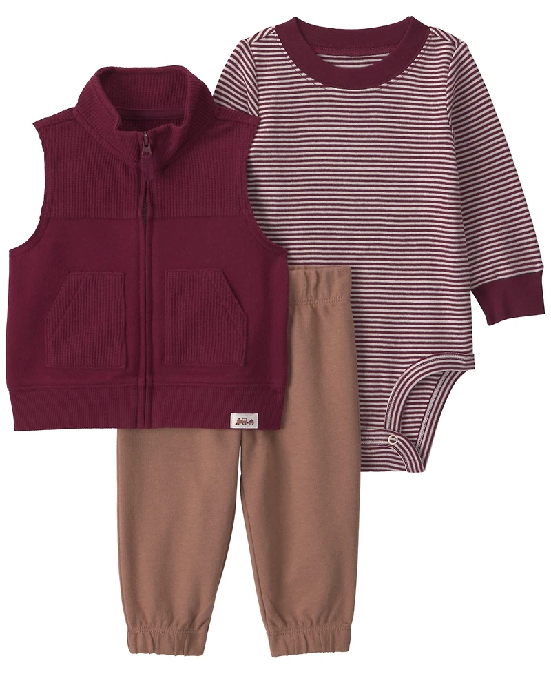 Carter's Boys' Corduroy Layering Long-Sleeve Bodysuit, Vest and Pants, 3-Piece Set