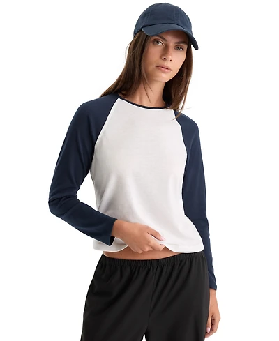 Good American Women's Raglan Long-Sleeve Crewneck T-Shirt