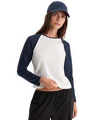 Good American Women's Raglan Long-Sleeve Crewneck T-Shirt