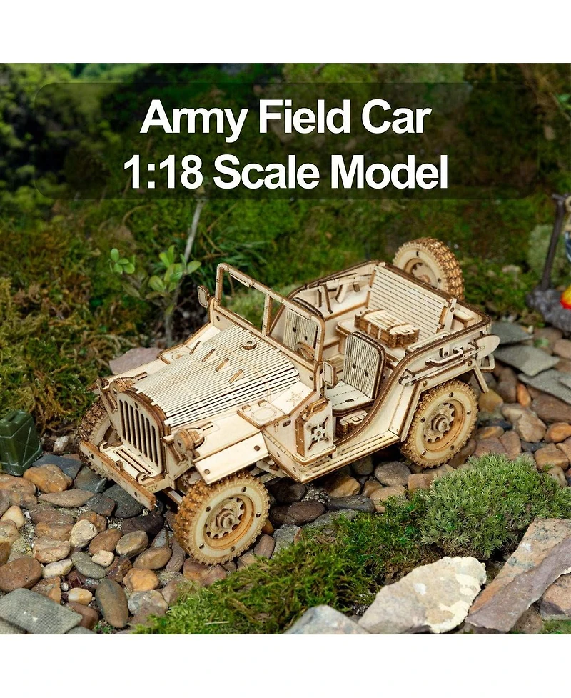 Robotime 3D Wooden Puzzle for Adults-Mechanical Car Model Kits-Brain Teaser Puzzles-Vehicle Building Kits-Unique Gift for Kids on Birthday Day