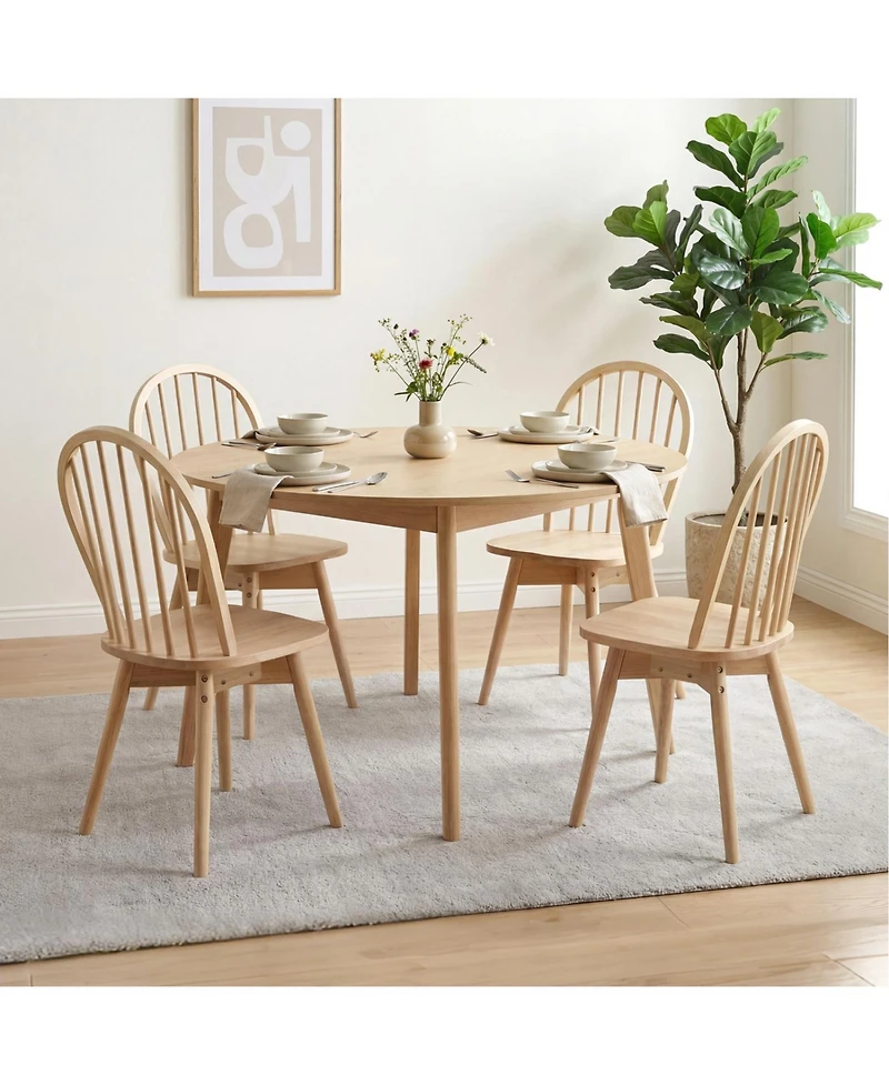 Slickblue Set of 2 Swivel Windsor Dining Chairs Solid Rubber Wood Construction