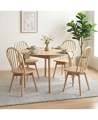Slickblue Set of 2 Swivel Windsor Dining Chairs Solid Rubber Wood Construction