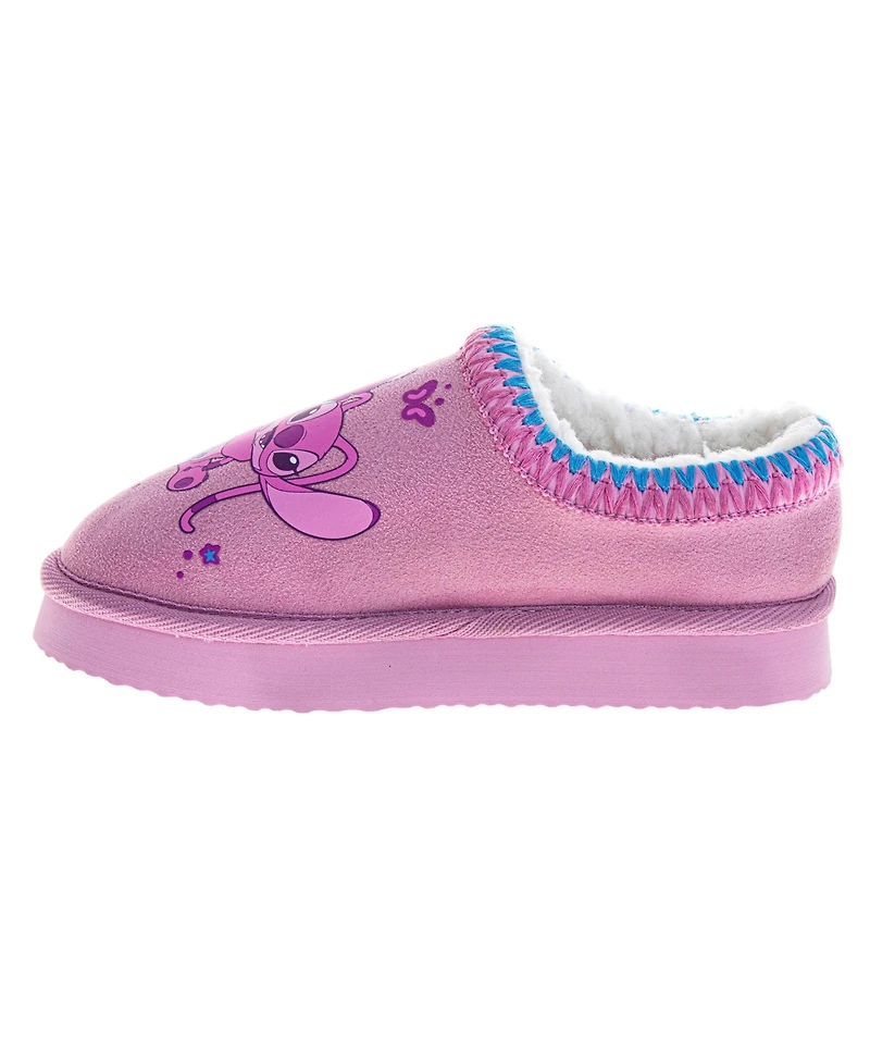 Disney Little Girls Stitch and Angel Plush Lined Slippers 2-13 Cozy Soft Warm Non Slip Sole Indoor Comfort
