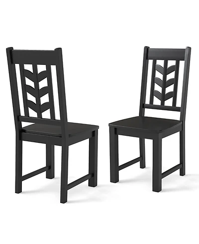 Slickblue Set of 2 Kitchen Dining Chairs Rubber Wood Frame Side