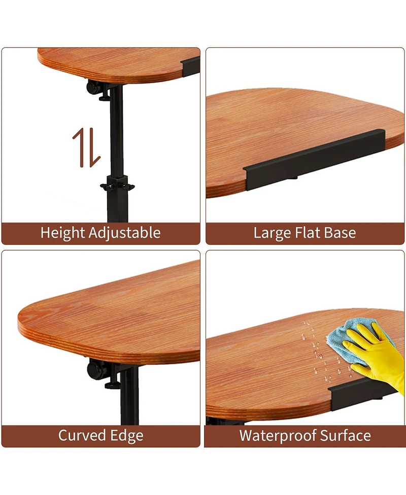 homfan Wood Color C-Shaped Side Table