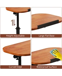 homfan Wood Color C-Shaped Side Table