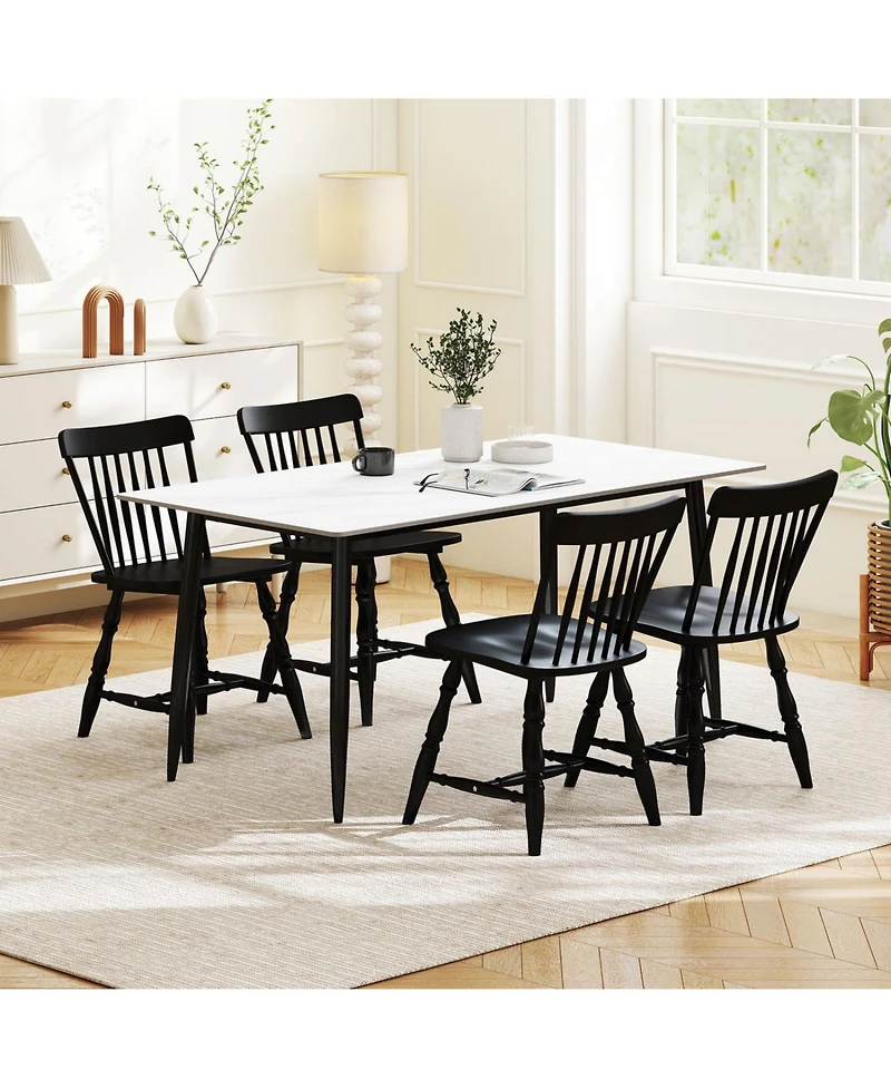 Slickblue Set of 2 Windsor Dining Chairs with Curved Spindle Backrest