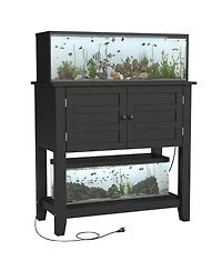 homfan 20-29 Gallon Aquarium Stand with Charging Station, Heavy Duty Fish Tank Cabinet, Dual Tier Reptile Stand, Magnetic Doors, Anti-Tip Storage