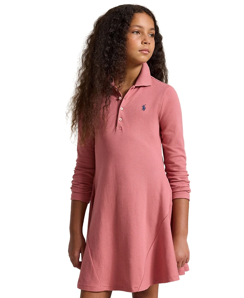 Polo Ralph Lauren Girls' 7-16 Stretch Mesh Long-Sleeve Dress