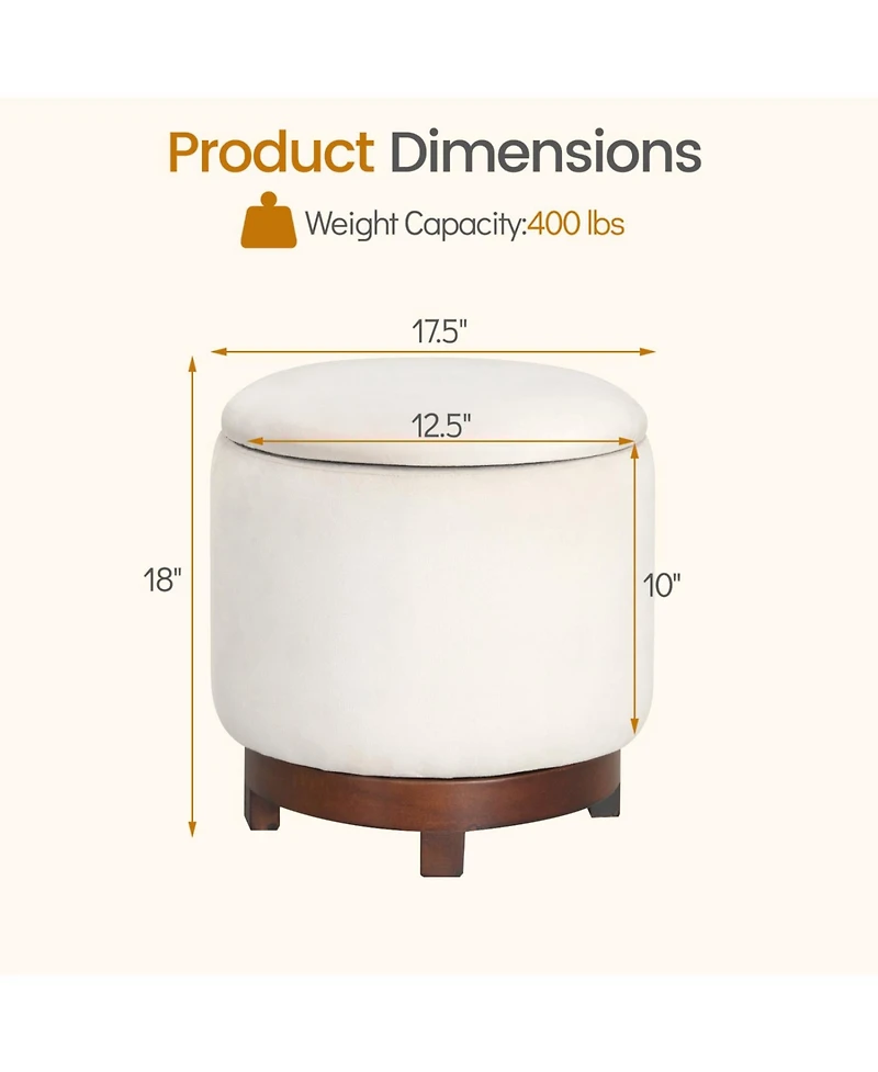 Slickblue Living Room Ottoman Foot Rest with 360degree(s) Swivel and Storage Compartment