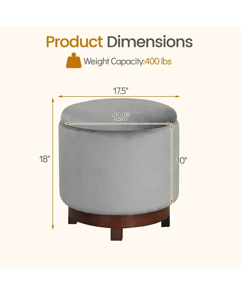 Slickblue Living Room Ottoman Foot Rest with 360degree(s) Swivel and Storage Compartment