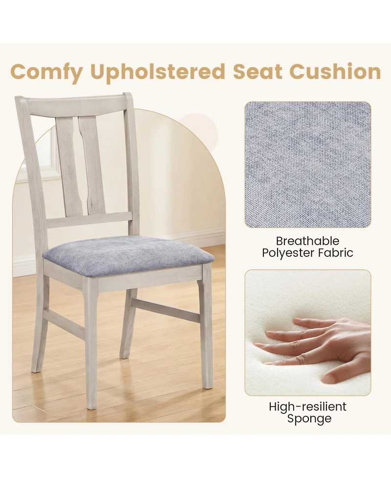 Slickblue Set of 2 Upholstered Dining Chairs Wooden Frame Curved High Back