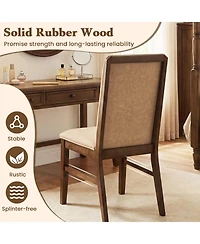Slickblue Upholstered Dining Chairs Set of 2 with Rubber Wood Legs