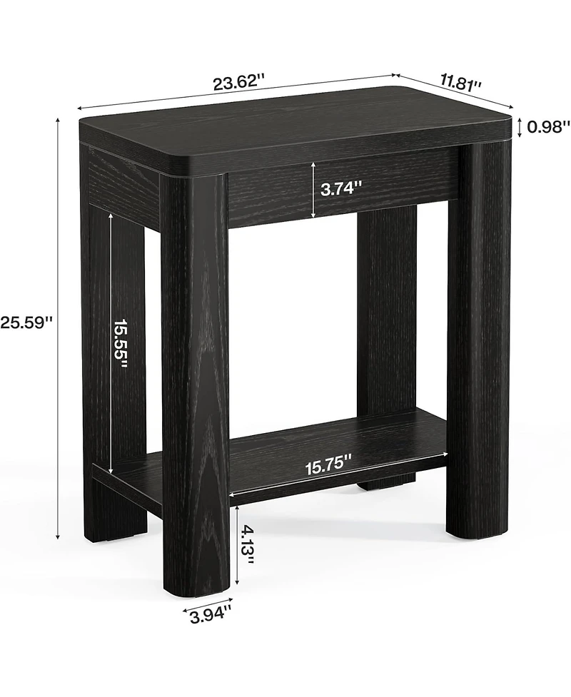 Tribesigns End Table for Living Room, Farmhouse Wooden Side with Storage Shelf