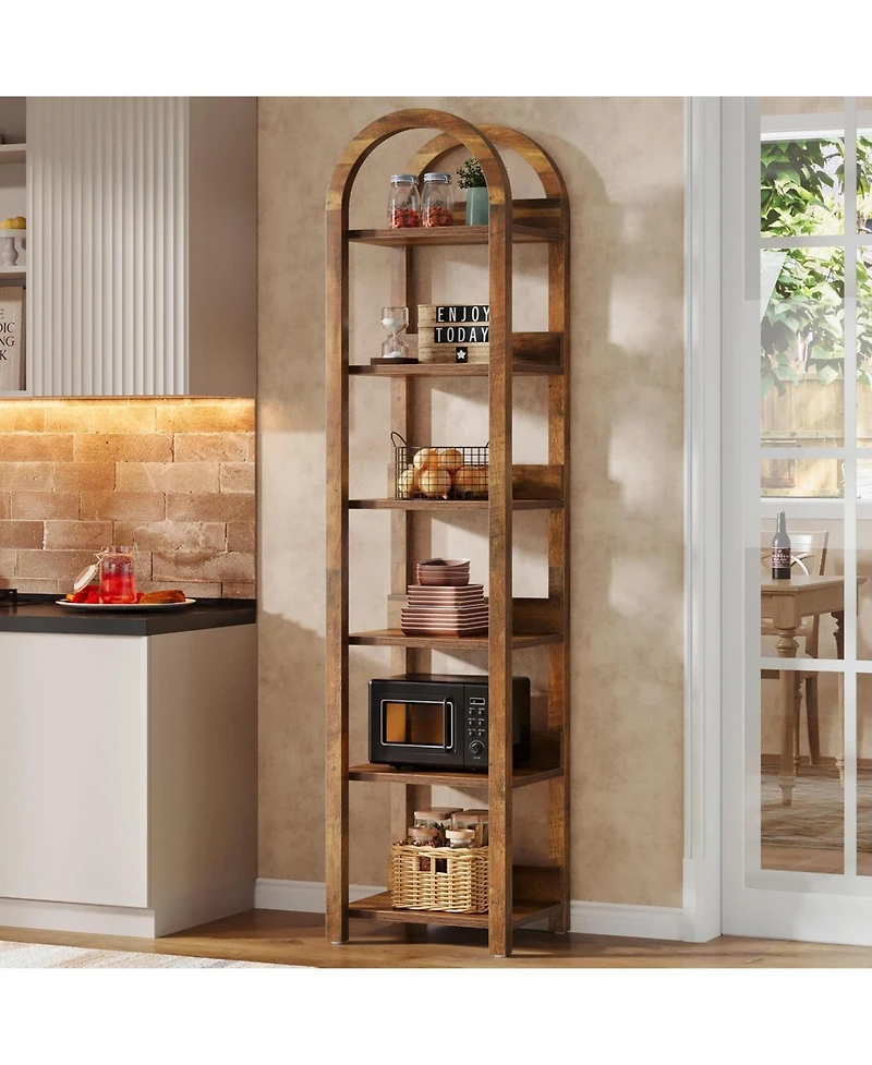 Tribesigns 6-Tier Narrow Bookshelf, 71" Tall Arched Bookcase with Shelves for Small Space