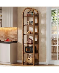 Tribesigns 6-Tier Narrow Bookshelf, 71" Tall Arched Bookcase with Shelves for Small Space