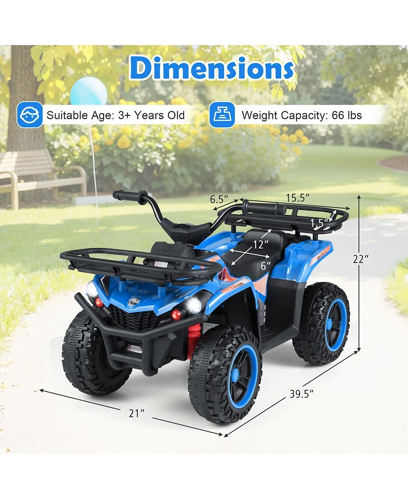 Gymax Electric Atv for Kids 24V 4-Wheeler Ride on Toy with Slow Start Songs Stories Tunes