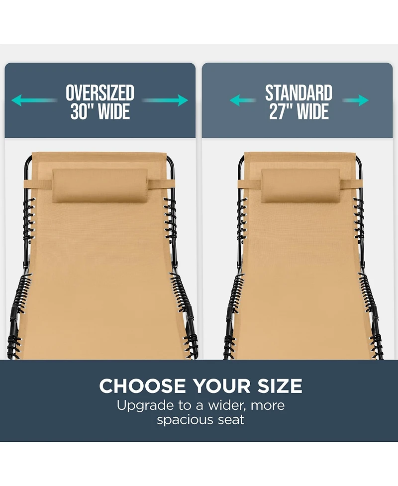 Best Choice Products Extra Wide Patio Chaise Lounge Chair, Portable Folding Recliner with 8 Positions
