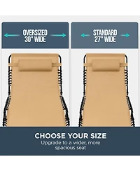 Best Choice Products Extra Wide Patio Chaise Lounge Chair, Portable Folding Recliner with 8 Positions