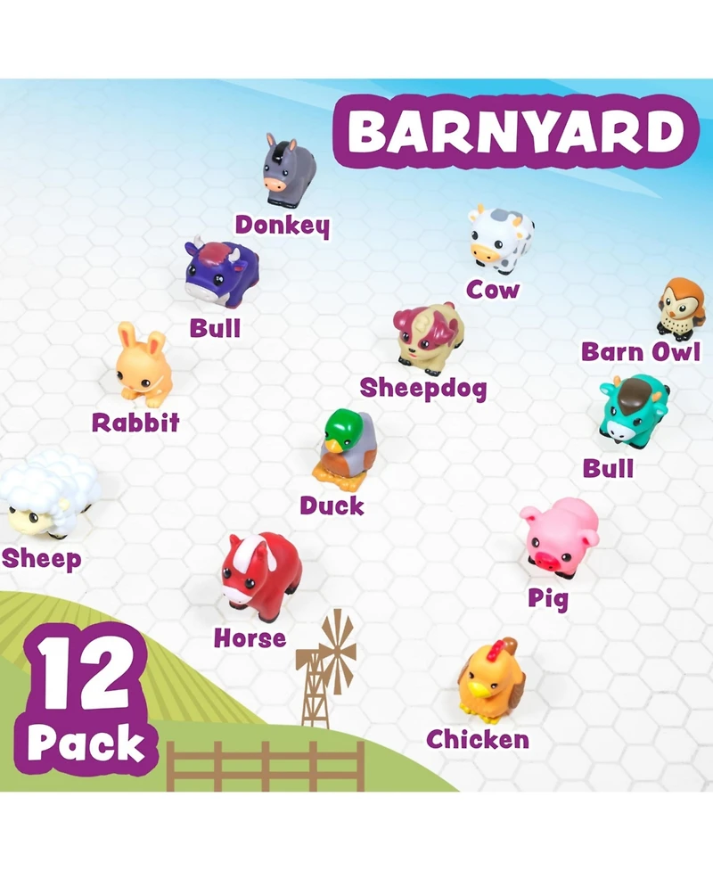 Gnuadz 12 Pack Barnyard Mold Free Bath Toys Sealed Squeezable Float Pool