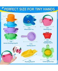 Gnuadz 17PCS Bath Toy Whale Sprayer Stacking Cups Pool Water Table