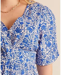 Estelle Plus Sizes Dreamaya Tiered V-neck Fit Flare Midi Dress