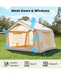 Aboron 4-Season Inflatable Camping Tent - Easy Setup Blow Up Tent with Hand Pump, Windproof and Breathable - Fits 2-8 People