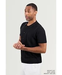 Spring + Mercer Men's Classic Ribbed Texture Polo Sweater