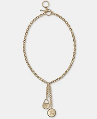Lauren Ralph Lauren Logo Charm Lariat Necklace, 16"