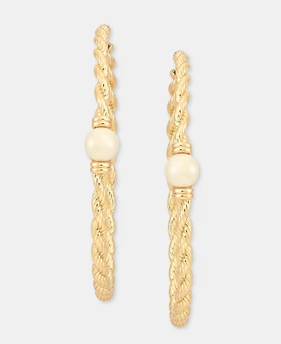 Lauren Ralph Lauren Imitation Pearl Rope Chain Hoop Earrings