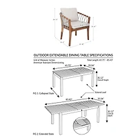Asagikoiai 7-Piece Acacia Wood Patio Dining Set with Expandable Table and 6 Rope Chairs