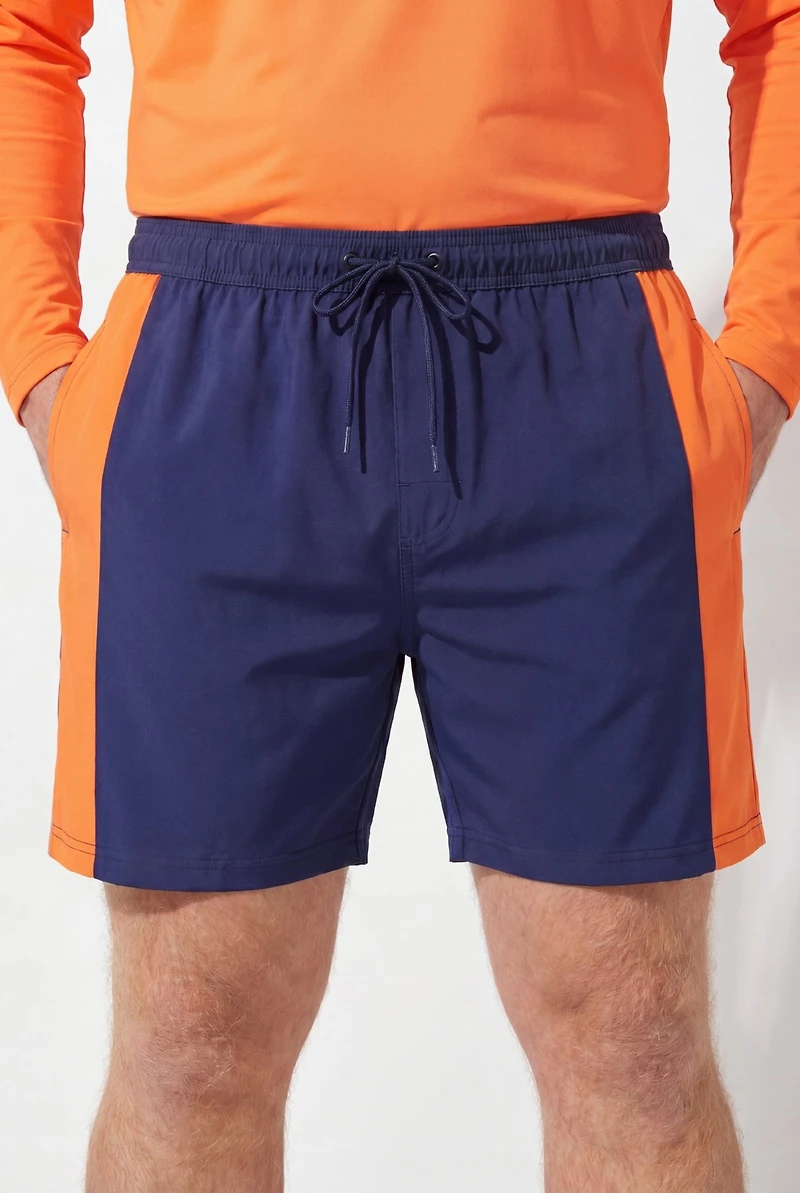 KingSize Men's Big and Tall 5" Contrast Swim Shorts with Super Stretch Liner