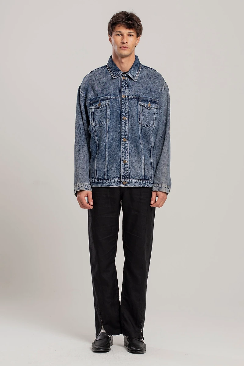 Pcfg Men's Free Heaven Destroyed Cotton Denim Jacket