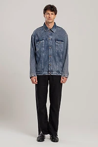 Pcfg Men's Free Heaven Destroyed Cotton Denim Jacket