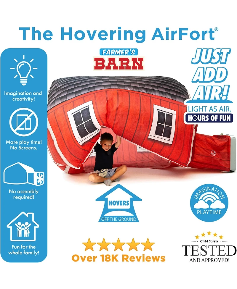 AirFort Farmer's Barn Shaped Children's Indoor Play Tent with Easy Storage