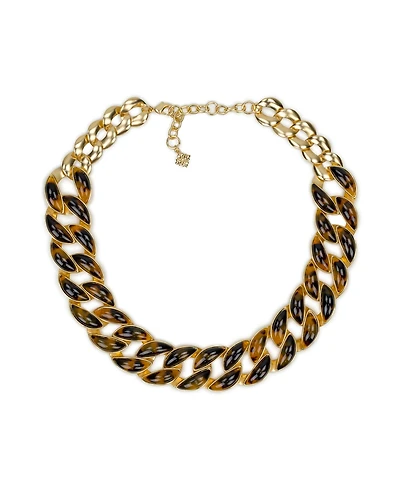 Patricia Nash Pave Tortoise Resin Collection Graduated Link Necklace