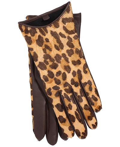 Lauren Ralph Leopard Printed Leather Gloves