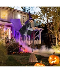 Yescom 9Ft Animatronics Flying Witch Hovering Broom Animated Halloween Outdoor Decoration Motion Activated Ac 110-240V 2026 Party Outdoor Decor