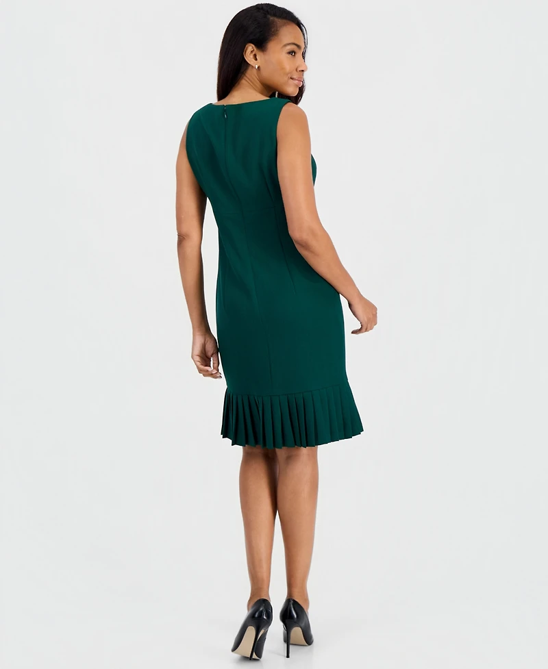 Kasper Petite Pleated Sleeveless Crewneck Dress