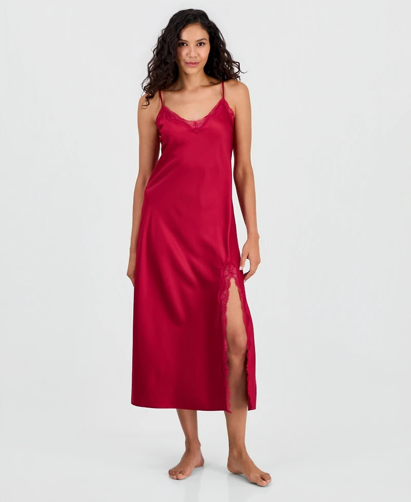 I.n.c. International Concepts Women's Lace-Trim Satin Nightgown, Exclusively at Macy's