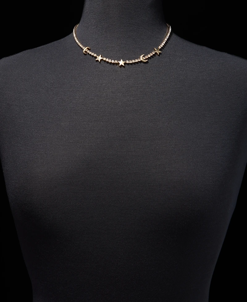 Karl Lagerfeld Paris Crystal Star & Moon Collar Necklace, 16" + 3" extender