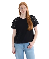 Wilt Women's Lace Raglan Sleeve Tee